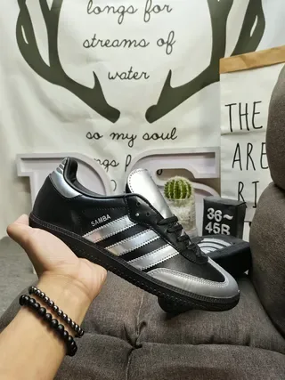 Adidas Samba Black and Silver Metallic Lifestyle Sneakers 6