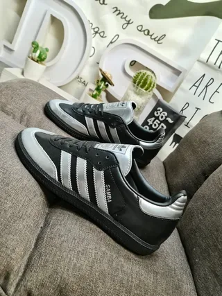 Adidas Samba Black and Silver Metallic Lifestyle Sneakers 7