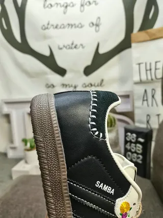 Adidas Samba Black and White Stitched Lifestyle Sneakers 3