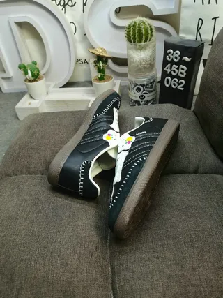 Adidas Samba Black and White Stitched Lifestyle Sneakers 6