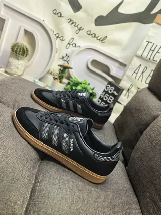 Adidas Samba Black Silver Rhinestone Detail Lifestyle Sneakers 7