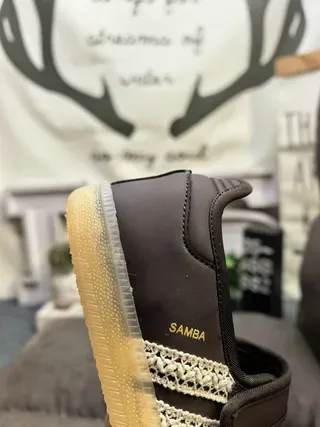 Adidas Samba Brown Beige Laceless Strap Closure Suede-Like Upper Lifestyle Sneakers 3