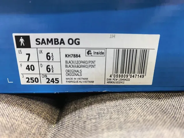 Adidas Samba भूरी बहुरंगी जिराफ प्रिंट एक्सेंट चमड़ा लाइफस्टाइल स्नीकर 22
