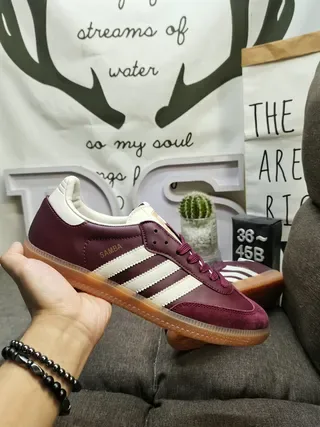Adidas Samba Burgundy and White Lifestyle Sneakers 5