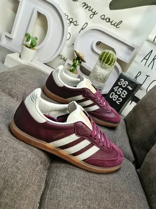 Adidas Samba Burgundy and White Lifestyle Sneakers 9