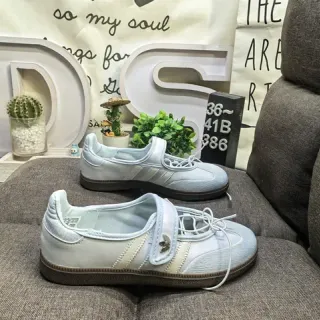 Adidas Samba Gray Beige Low-Top Three-Stripe Side Panel Lifestyle Sneakers