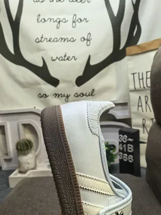 Adidas Samba Gris Beige Chaussures Lifestyle Basse à Trois Bandes Panneau Latéral 3
