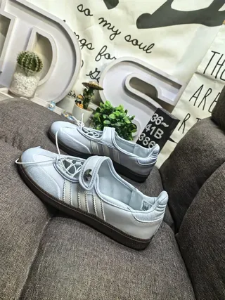 Adidas Samba Gris Beige Chaussures Lifestyle Basse à Trois Bandes Panneau Latéral 7