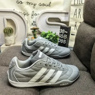Adidas Samba Gray White Quilted Synthetic Upper Three-Stripe Side Panel Lifestyle Sneakers