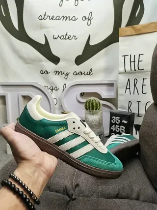 Adidas Samba Green and Cream Lifestyle Sneakers 5