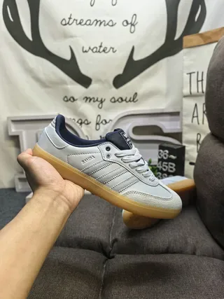 Adidas Samba Light Gray and Navy Lifestyle Sneakers 5