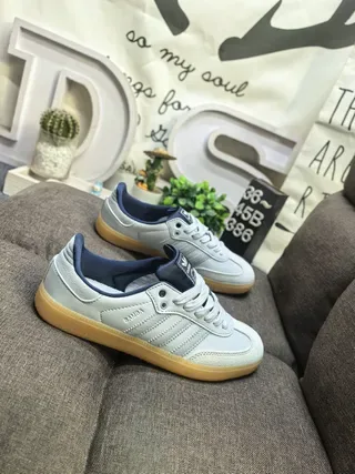 Adidas Samba Light Gray and Navy Lifestyle Sneakers 9
