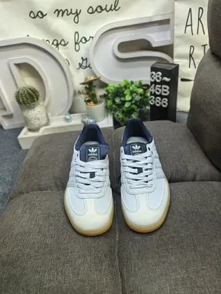 Adidas Samba Light Gray and Navy Lifestyle Sneakers 10