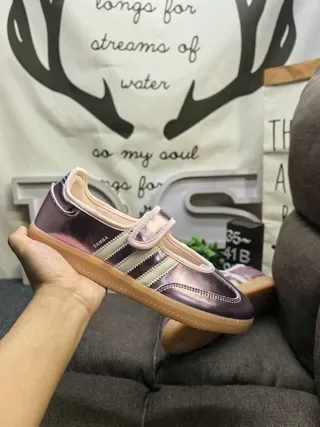Adidas Samba Metallic Purple Laceless Lifestyle Sneakers 5