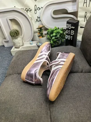 Adidas Samba Metallic Purple Laceless Lifestyle Sneakers 6