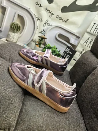 Adidas Samba Metallic Purple Laceless Lifestyle Sneakers 7