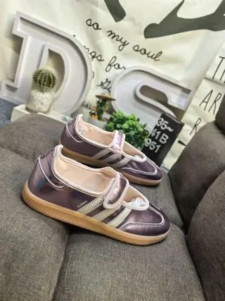 Adidas Samba Metallic Purple Laceless Lifestyle Sneakers 9