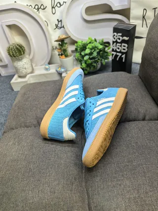 Adidas Samba OG Light Blue and Cream Lifestyle Sneakers 6