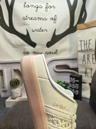 Adidas Samba Perforated Cream Slip-On Lifestyle Sneakers 3