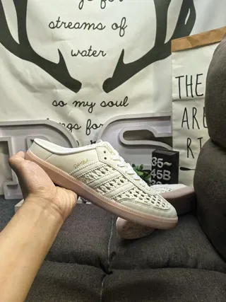 Adidas Samba Perforated Cream Slip-On Lifestyle Sneakers 5