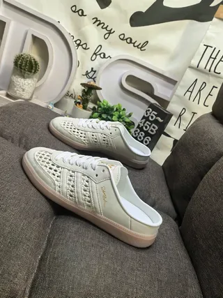 Adidas Samba Perforated Cream Slip-On Lifestyle Sneakers 7