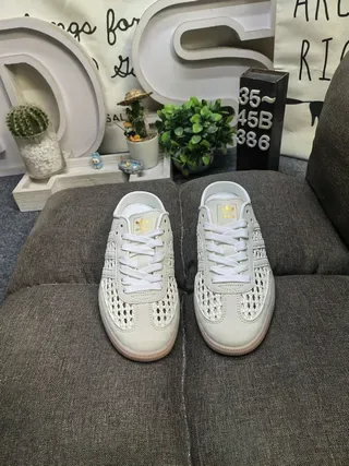 Adidas Samba Perforated Cream Slip-On Lifestyle Sneakers 10