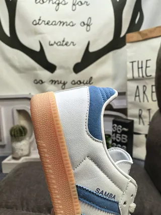 Adidas Samba White and Blue Lifestyle Sneakers 3
