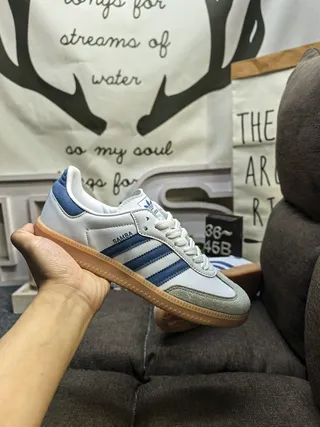 Adidas Samba White and Blue Lifestyle Sneakers 5