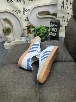 Adidas Samba White and Blue Lifestyle Sneakers 6