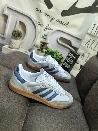Adidas Samba White and Blue Lifestyle Sneakers 9