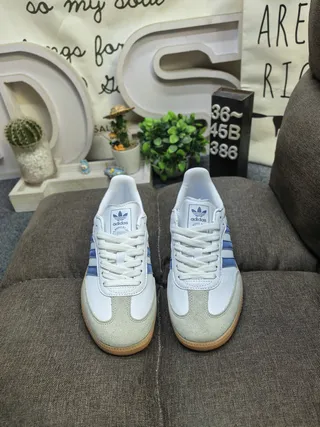 Adidas Samba White and Blue Lifestyle Sneakers 10