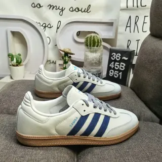 Adidas Samba White and Navy Lifestyle Sneakers