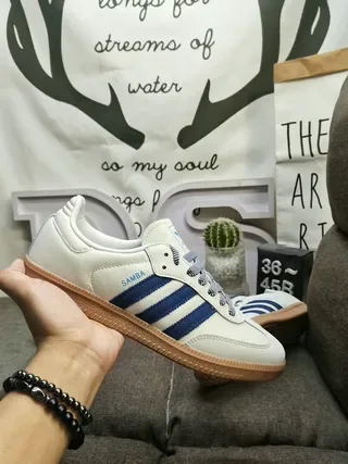 Adidas Samba White and Navy Lifestyle Sneakers 5