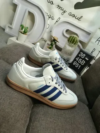 Adidas Samba White and Navy Lifestyle Sneakers 9