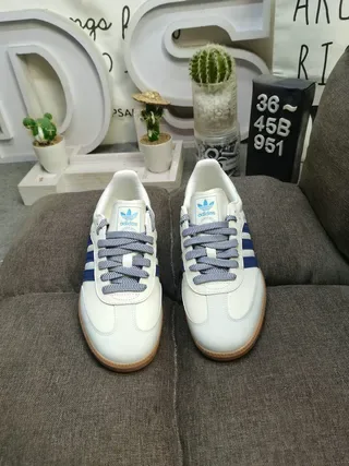 Adidas Samba White and Navy Lifestyle Sneakers 10
