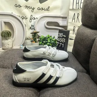 Adidas Samba White Black Low-Top Velcro Strap Closure Lifestyle Sneakers