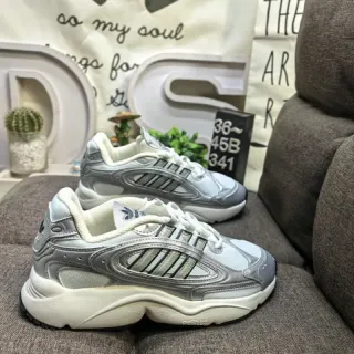 Adidas Silver White Metallic Upper Mesh Panels Chunky Sneakers