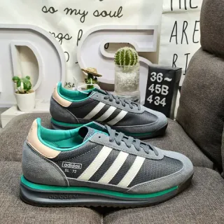 Adidas SL 72 Gray White Teal Retro Lifestyle Sneakers