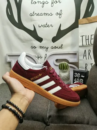 Adidas Spezial Burgundy Suede White Stripes Lifestyle Sneakers 5