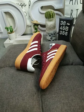 Adidas Spezial Burgundy Suede White Stripes Lifestyle Sneakers 6
