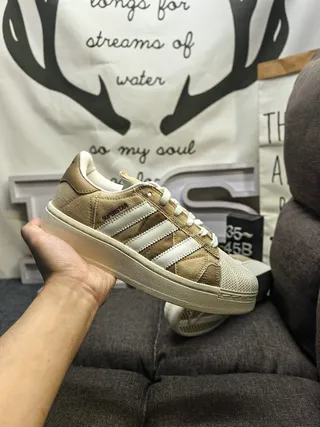 Adidas Superstar Beige and White Canvas Lifestyle Sneakers 5