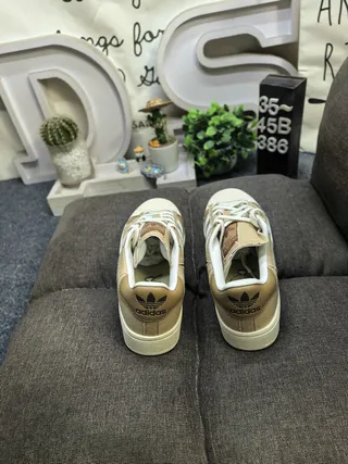 Adidas Superstar Beige and White Canvas Lifestyle Sneakers 8