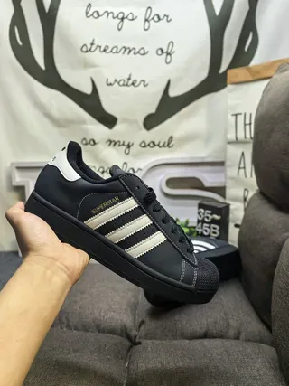 Adidas Superstar Black and Off-White Lifestyle Sneakers 5