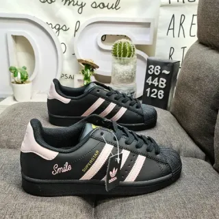 Adidas Superstar Black and Pink Smile Lifestyle Sneakers