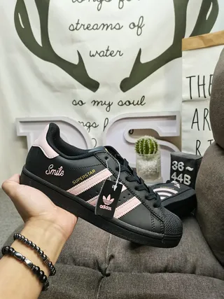 Adidas Superstar Black and Pink Smile Lifestyle Sneakers 5