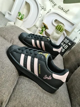 Adidas Superstar Black and Pink Smile Lifestyle Sneakers 7
