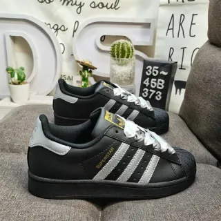 Adidas Superstar Black and Silver Metallic Lifestyle Sneakers