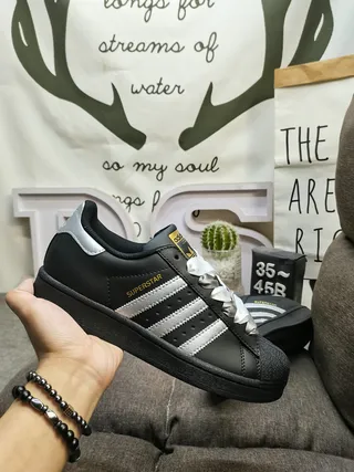 Adidas Superstar Black and Silver Metallic Lifestyle Sneakers 5