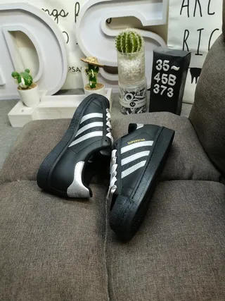 Adidas Superstar Black and Silver Metallic Lifestyle Sneakers 6
