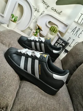 Adidas Superstar Black and Silver Metallic Lifestyle Sneakers 7
